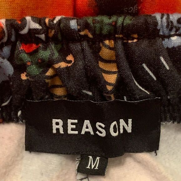 REASON shorts boys medium black red orange flames elastic waist polyester - Picture 6 of 7